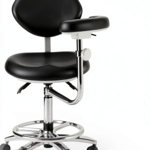 Multi Function Adjustable Dental Assistant Stool with Armrest Rack Rolling Cover PU Leather Foot Controlled-0