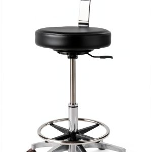 Adjustable Ergonomic Dental Stool with Back Support - Rolling Dentist Chair for Hygienists, Assistants, and Medical Professionals - Black-0