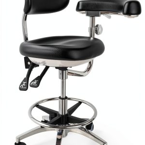 Dental Stool aienvh 360 Rotating Height‑Adjustable Black Leather Chair-0
