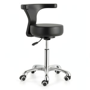 Dental Assistant Chair JMU Adjustable Height Stool with Backrest Black-0