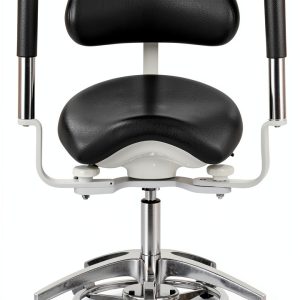 New Medical Dental Chair Microscope Saddle Stool Foot Controlled/Pedal Base PU Leather with 45°Swiveling Armrests SDS-FC1-0
